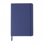 Gerecycled kartonnen notitieboek met elastiek en lint, A5 kleur ultramarijn blauw eerste weergave