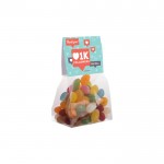Jelly Beans zakje met personaliseerbare header 100g kleur doorzichtig