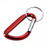 Gerecycled aluminium sleutelhanger met karabijnhaak metallic kleur rood
