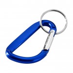 Gerecycled aluminium sleutelhanger met karabijnhaak metallic kleur koningsblauw