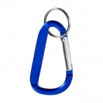Gerecycled aluminium sleutelhanger met karabijnhaak metallic kleur koningsblauw tweede weergave voorkant