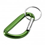 Gerecycled aluminium sleutelhanger met karabijnhaak metallic kleur groen