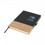 Elegante notitieboekjes met kurken kaft kleur zwart met logo