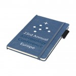 Notitieboekje met denim kaft kleur lichtblauw met logo