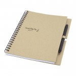 Duurzaam notitieboek met pen kleur ivoor weergave tampondruk