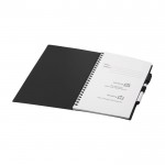 Uitwisbaar notitieboek bedrukt met logo kleur zwart derde weergave
