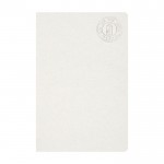Bedrukt notitieboekje van gerecycled materiaal kleur gebroken wit tweede weergave voorkant
