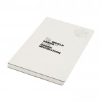 Bedrukt notitieboekje van gerecycled materiaal kleur gebroken wit weergave druktechniek tampondruk