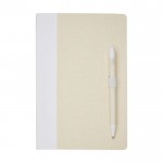Gerecycled kartonnen notitieboek en pennenset A5 kleur wit tweede weergave voorkant