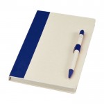 Gerecycled kartonnen notitieboek en pennenset A5 kleur marineblauw