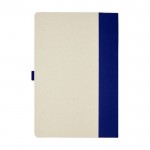 Gerecycled kartonnen notitieboek en pennenset A5 kleur marineblauw tweede weergave achterkant