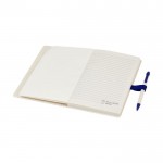 Gerecycled kartonnen notitieboek en pennenset A5 kleur marineblauw tweede weergave