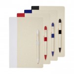 Gerecycled kartonnen notitieboek en pennenset A5 kleur marineblauw tweede weergave meerdere kleuren