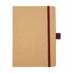 Notitieboekje van gerecycled papier met pennenhouder A5 gelinieerde vellen kleur rood tweede weergave voorkant