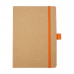 Notitieboekje van gerecycled papier met pennenhouder A5 gelinieerde vellen kleur oranje tweede weergave voorkant