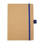 Notitieboekje van gerecycled papier met pennenhouder A5 gelinieerde vellen kleur blauw tweede weergave voorkant