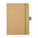 Notitieboekje van gerecycled papier met pennenhouder A5 gelinieerde vellen kleur groen tweede weergave voorkant