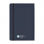 Ecologisch notitieboekje met ingebouwde pennenbladen kleur marineblauw tweede weergave achterkant