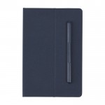 Ecologisch notitieboekje met ingebouwde pennenbladen kleur marineblauw tweede weergave voorkant