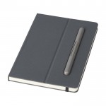 Ecologisch notitieboekje met ingebouwde pennenbladen kleur grijs