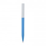 Gerecyclede plastic pen van verschillende kleuren met blauwe inkt kleur pastel blauw