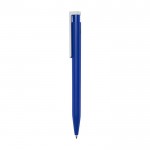 Gerecyclede plastic pen van verschillende kleuren met blauwe inkt kleur koningsblauw weergave zijkant