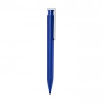 Gerecyclede plastic pen van verschillende kleuren met blauwe inkt kleur koningsblauw tweede weergave met zijkant