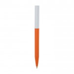 Gerecyclede plastic pen van verschillende kleuren met zwarte inkt kleur oranje