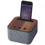 Reclame speaker met houten basis kleur donker hout