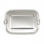Lunchbox van gerecycled staal met sluitgespen 750ml kleur zilver tweede weergave voorkant