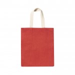 Bedrukte jute tas met katoenen hengsels kleur rood