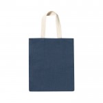 Bedrukte jute tas met katoenen hengsels kleur marineblauw