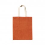 Bedrukte jute tas met katoenen hengsels kleur oranje