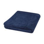 Grote katoenen handdoek 550 g/m2 kleur marineblauw