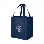Non-woven boodschappentas met logo kleur donkerblauw weergave zeefdruk