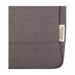 Gerecycled katoenen rugzak voor pc met roll-top cover 15” kleur grijs weergave detail 1