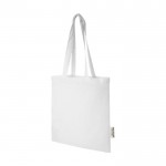 GRS gerecyclede katoenen tas met lange hengsels 140 g/m² kleur wit
