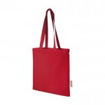GRS gerecyclede katoenen tas met lange hengsels 140 g/m² kleur rood
