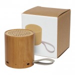 Ronde bamboe 5.0 bluetooth speaker met logo kleur hout