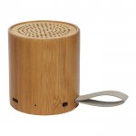Ronde bamboe 5.0 bluetooth speaker met logo kleur hout gedetailleerde weergave 1