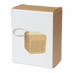 Bedrukte speakers van bamboe kleur hout tweede weergave met doos