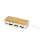 USB hub met terrazzo en bamboe behuizing kleur naturel