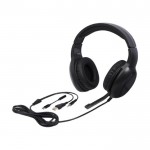 Premium geluid gaming koptelefoon met kabel en microfoon kleur zwart derde weergave