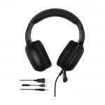 Premium geluid gaming koptelefoon met kabel en microfoon kleur zwart tweede weergave voorkant