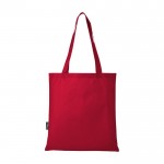 Boodschappentas van gerecycled polyester met handvatten 80 g/m2 kleur rood tweede weergave achterkant