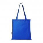 Boodschappentas van gerecycled polyester met handvatten 80 g/m2 kleur koningsblauw tweede weergave achterkant