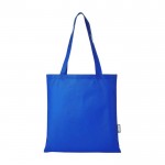 Boodschappentas van gerecycled polyester met handvatten 80 g/m2 kleur koningsblauw tweede weergave voorkant