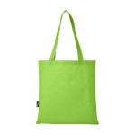 Boodschappentas van gerecycled polyester met handvatten 80 g/m2 kleur limoen groen tweede weergave achterkant