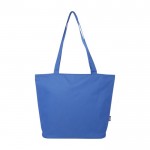 Multifunctionele tas van gerecycled polyester met rits kleur koningsblauw tweede weergave voorkant