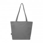 Multifunctionele tas van gerecycled polyester met rits kleur grijs tweede weergave achterkant